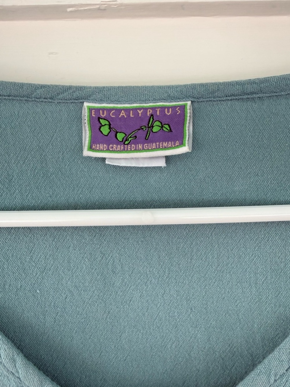 Eucalyptus | Teal Button Front Cotton Top Size M Handmade - Picture 4 of 7
